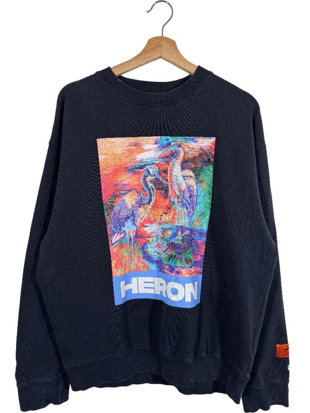 Heron Preston Watercolor Graphic Crewneck Black Men's Oversized size XS